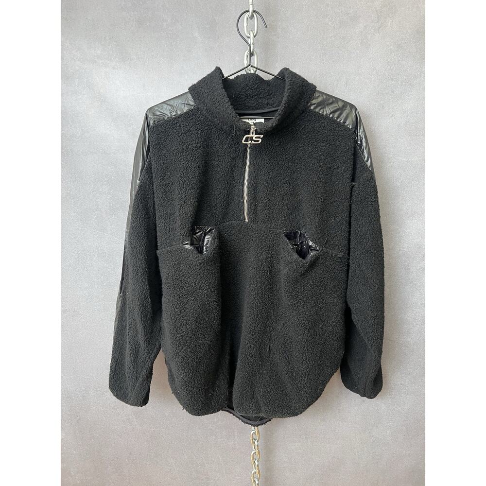 CMMN SWDN‎ MENS LEROY BLACK FLEECE PULLOVER Top M READ